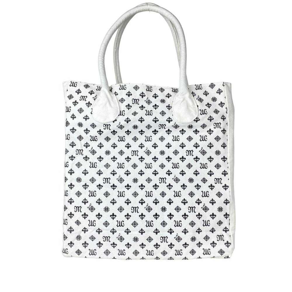 NEW Miss Me Black White Canvas Tote Bag Logo Print Purse NEW IN PACKAGE